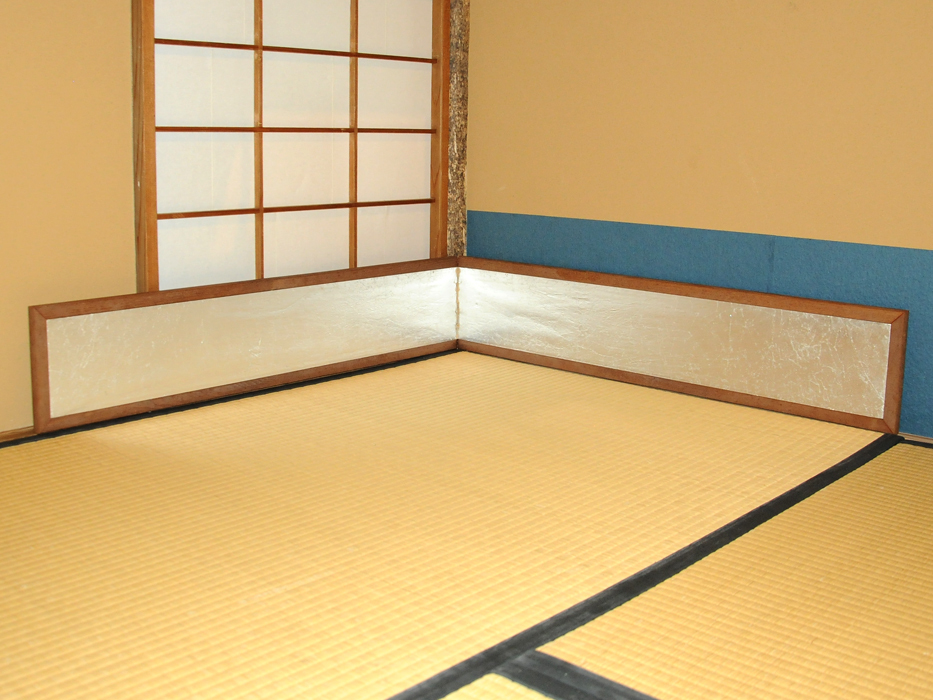 茶道具独楽継風炉先屏風両面開き玉桑枠上透かし