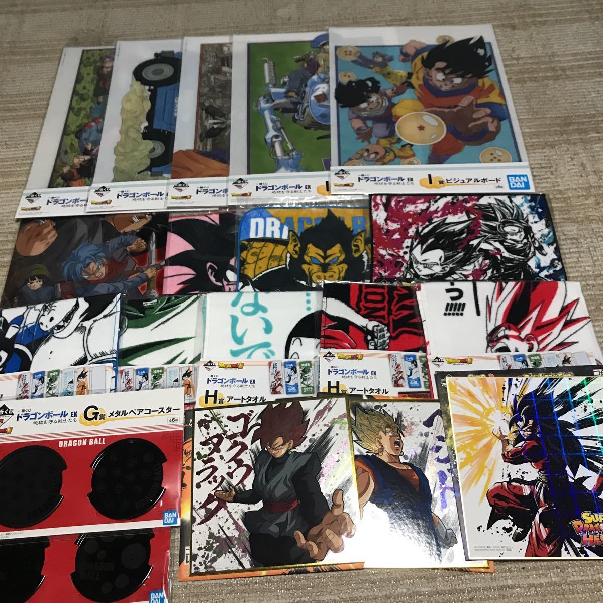 新品】一番くじ ドラゴンボール ビジュアルボード 色紙 タオル クリア