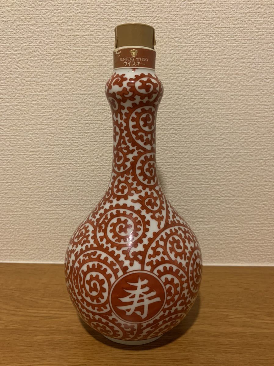 未開栓 サントリー 山崎 ウイスキー 有田焼 赤絵蛸唐草寿文柑子口瓶「寿文」 新品サントリーピュアモルトウイスキー 山崎 有田焼 赤絵蛸唐草「寿文
