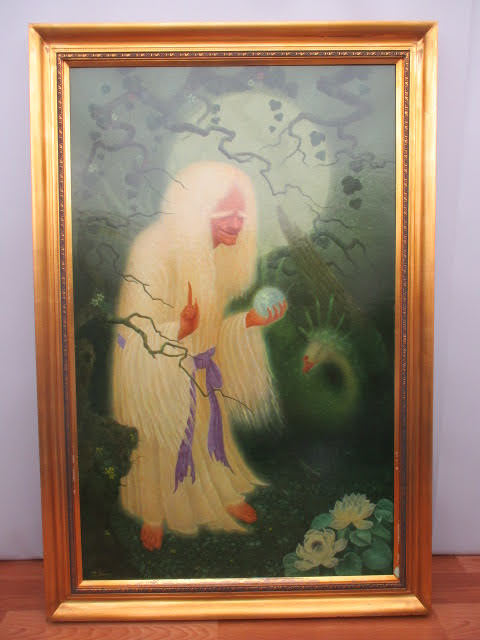 ◆　相馬秀子 「華宇宙曼茶羅」　テンペラ　大型作品　相馬武夫画伯と個展　　◆ ◇真作保証 相馬武夫◇老婆 テンペラ画 約132×87㎝ サイン付 絵画額