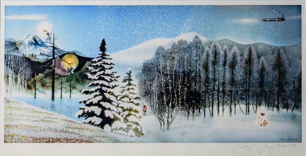 真作■藤城清治 四季のメルヘン 冬 星空のともしび■版画 絵画 レフグラフ 真作□藤城清治 四季のメルヘン 冬 星空のともしび□版画 絵画