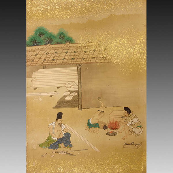 やや傷や汚れあり】喜聞◇『職人絵尽 番匠(大工) 鍛冶師(鍛冶屋)』 1枚