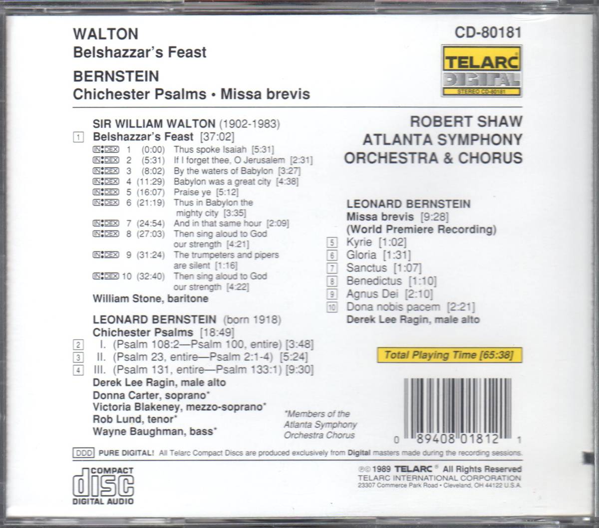 CD☆TELARC CD-80181☆バーンスタイン「チチェスター詩篇