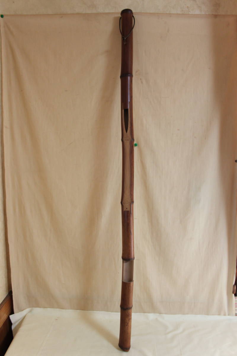 やや傷や汚れあり】○竹花器 歌花筒 短冊掛け 煤竹/吊花生/花入/華道具