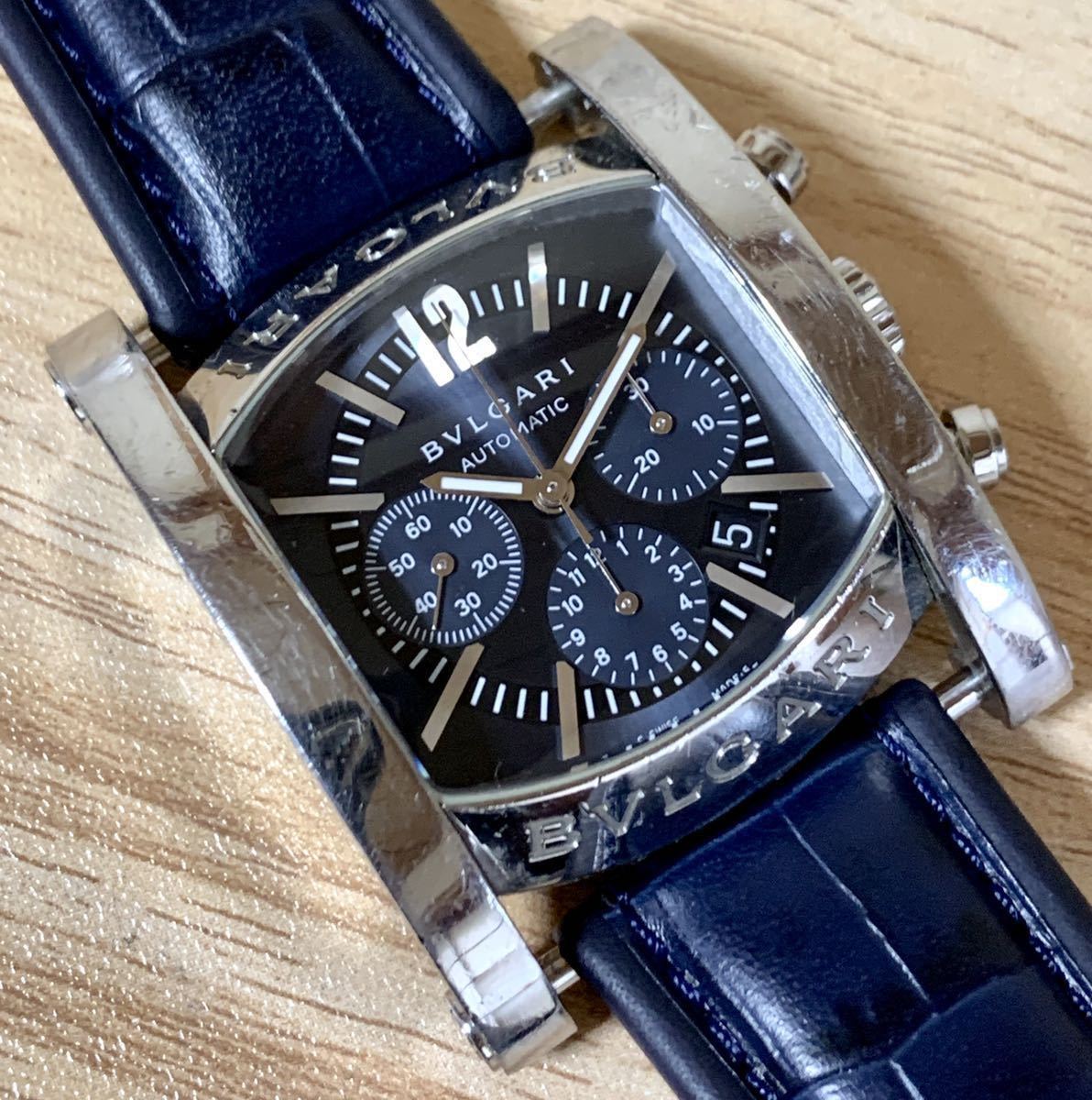ブルガリ 【BVLGARI】 アショーマ クロノグラフ AA44SCH メンズ ブルー  