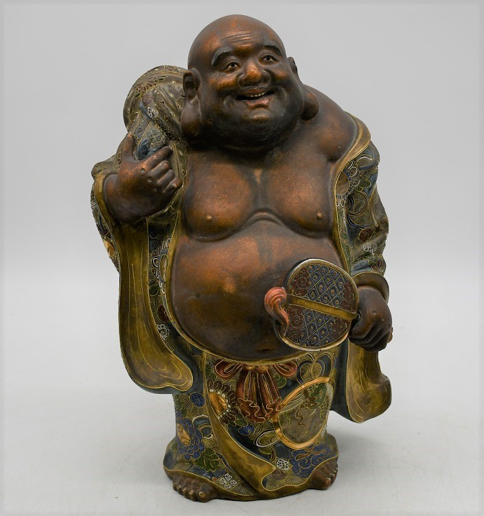 九谷焼 布袋様 置物 布袋像 七福神 金彩 縁起物 古美術 骨董 九谷焼