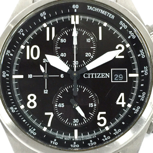 美品　CITIZEN エコドライブ　クロノグラフB612-S077460 腕時計 傷や汚れあり】シチズン デイト クロノグラフ エコドライブ 腕時計
