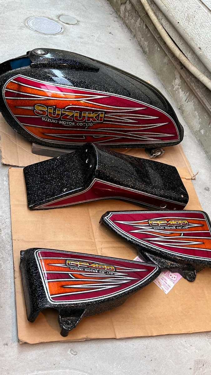 GS400 外装 セット 銀E2ライン タンク テールカウル アルフィン