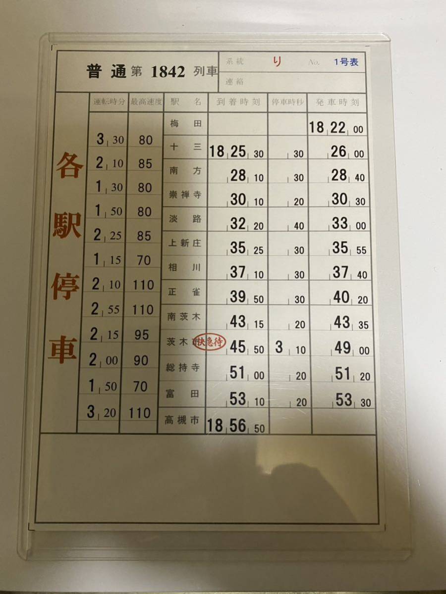 目立った傷や汚れなし】阪急電鉄 運転士スタフ 高槻市行き普通 送料