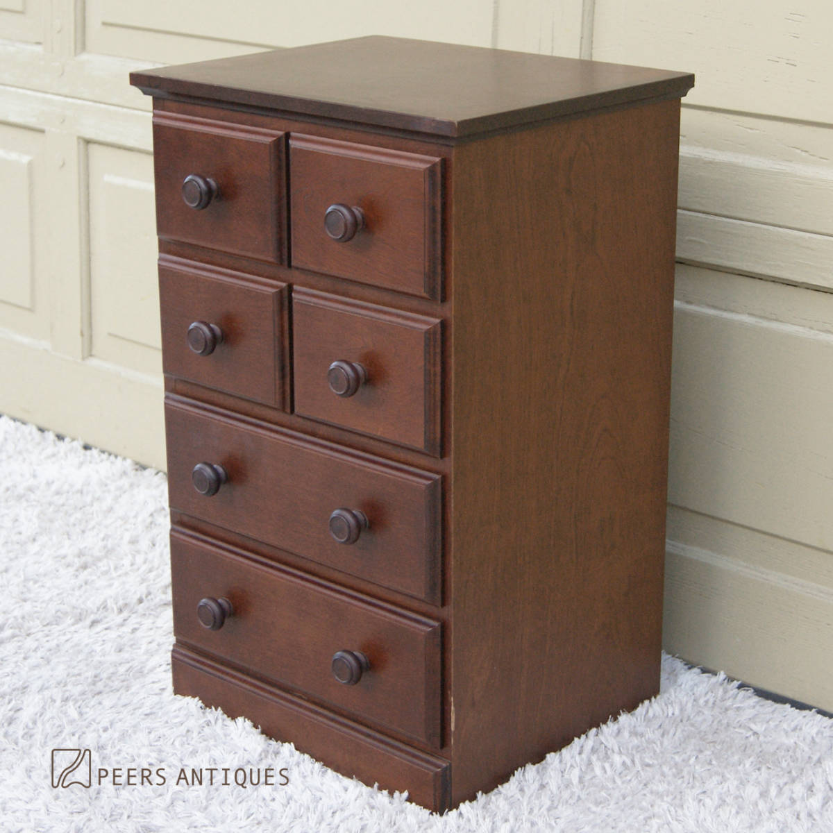 【やや傷や汚れあり】4768k1【木製 6ドロワー ドレッサー チェスト キャビネット 高さ59cm】小型 小ぶり 飾り台 飾棚 レトロ