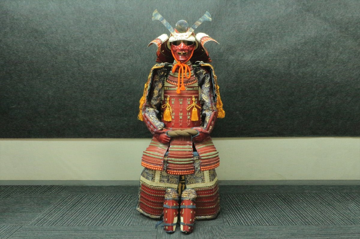 やや傷や汚れあり】赤胴素掛 濃草 茶 鉄地二枚胴鎧 正平六年六月一日 