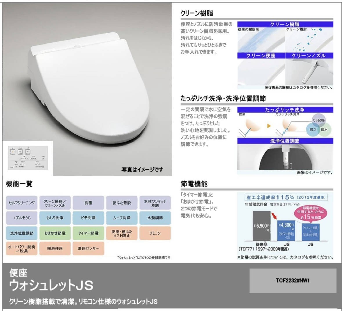 未使用】TOTO ウォシュレット 便座 新品 TCF 2232 温水便座の落札情報