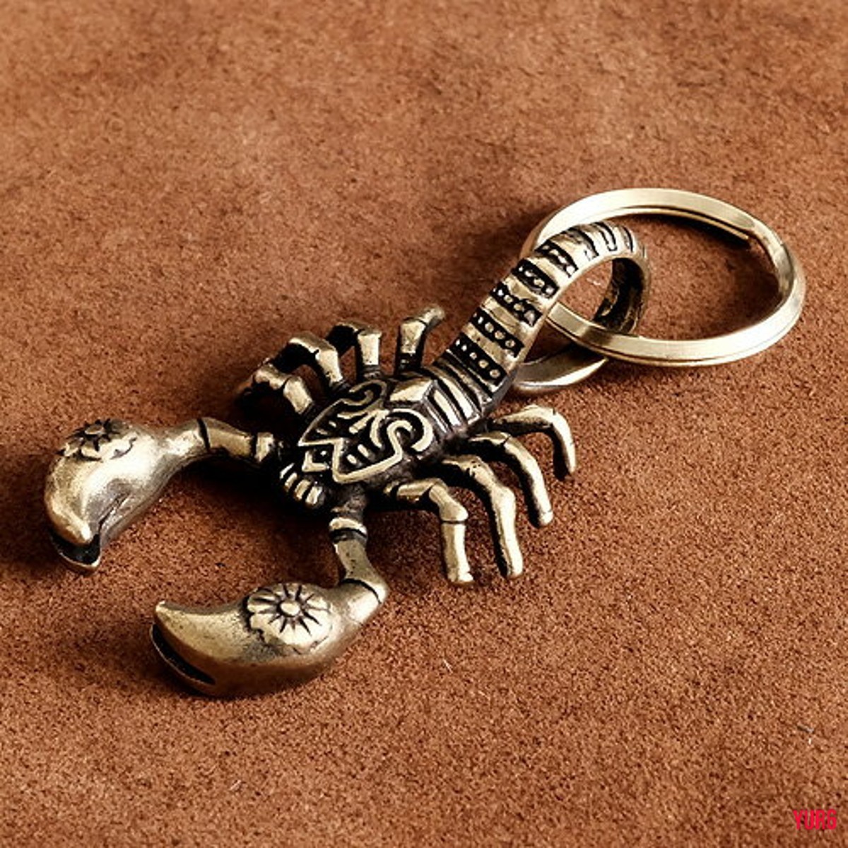 【未使用】スコーピオン ブラス キーチェーン ヴィンテージ感 キーリング 真鍮製 キーホルダー HR HM バイク ツーリング 普段使い