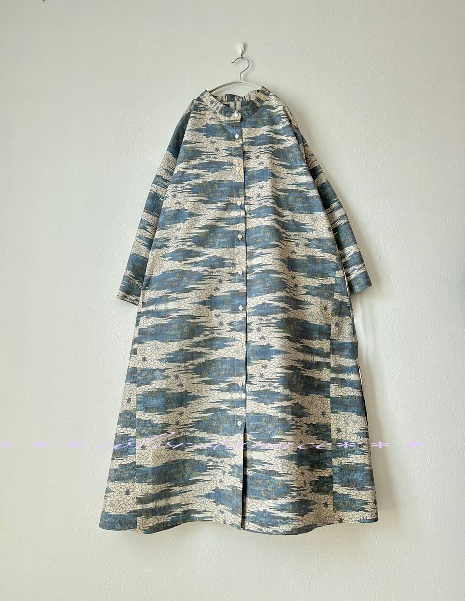 新品未使用 花柄大島紬＊ピンタックワンピース＆ストール＊着物 