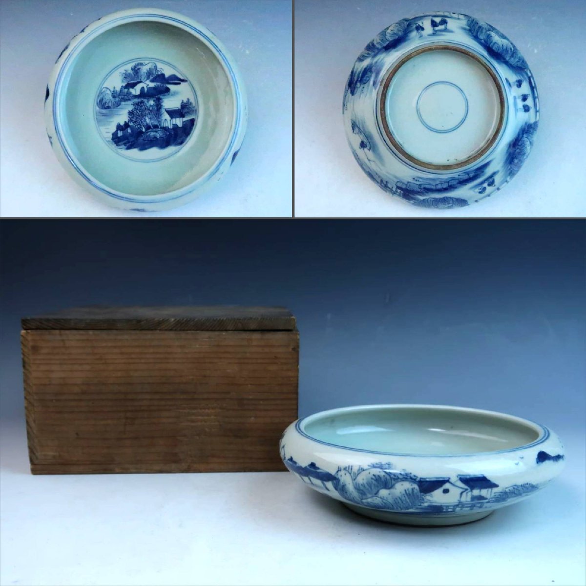 水盤　盆栽鉢時代落款白一菁陶園楕円水盤水石苔珠盆栽盆栽敷 盆栽 水石 古い 水盤 水盤 盆栽鉢時代落款白一菁陶園楕円水盤水石苔