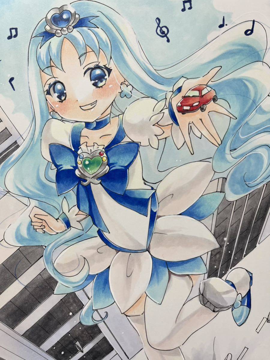 手描きイラスト A4 巨大化 宇宙アイドル マオ プリキュア スパッツ＋