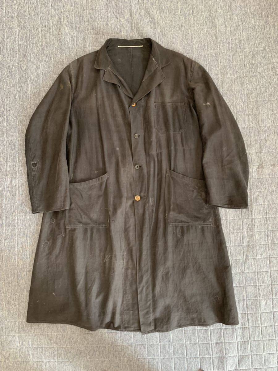 【傷や汚れあり】【special】20s 30s French VINTAGE light weight black moleskin