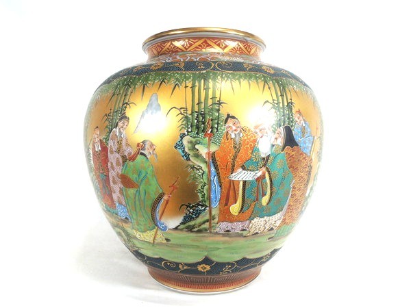 美術久谷焼 花瓶 花鳥図