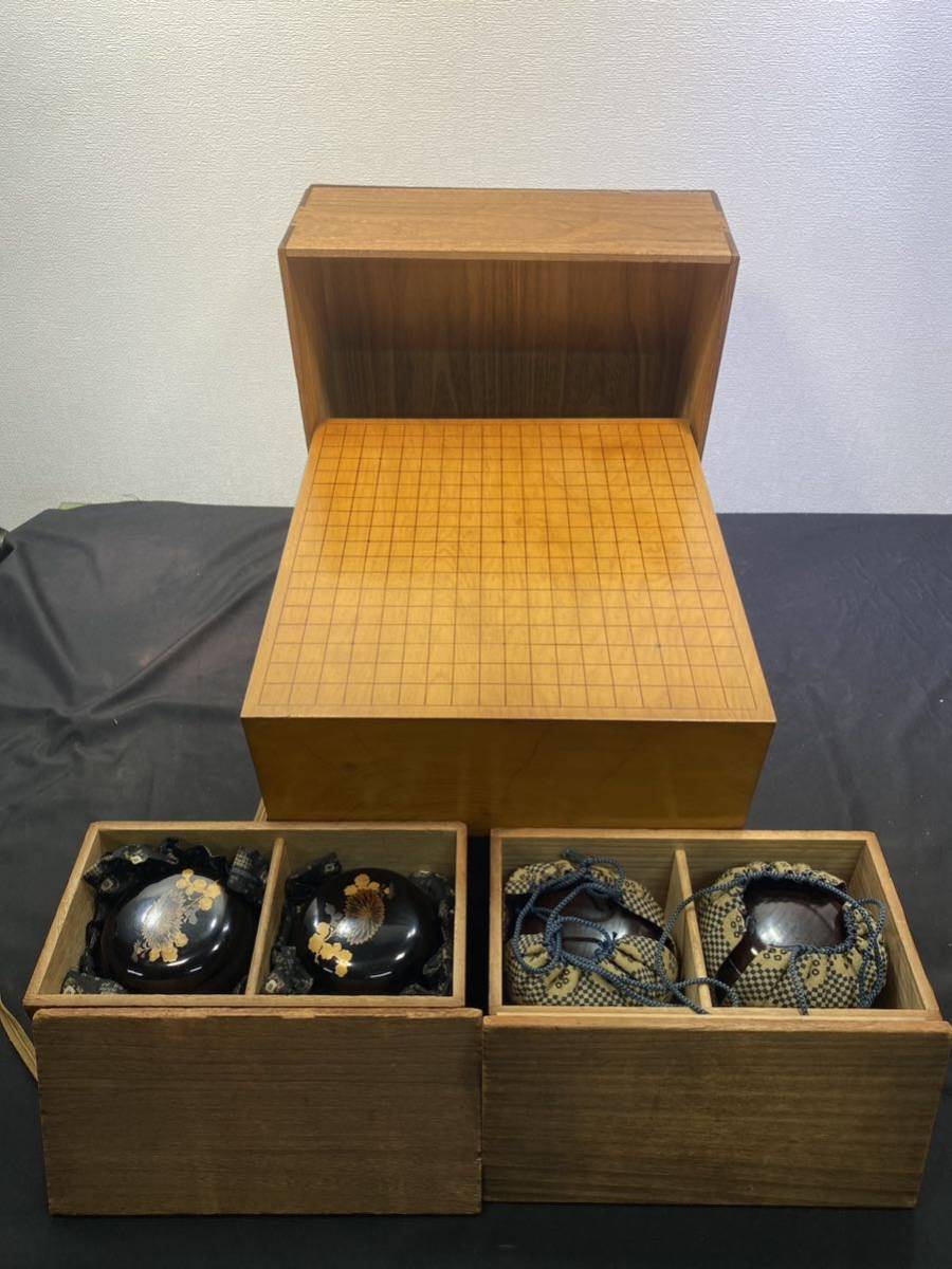 囲碁盤 碁石 セット 木製 脚付き ヘソあり 囲碁 傷や汚れあり】囲碁盤