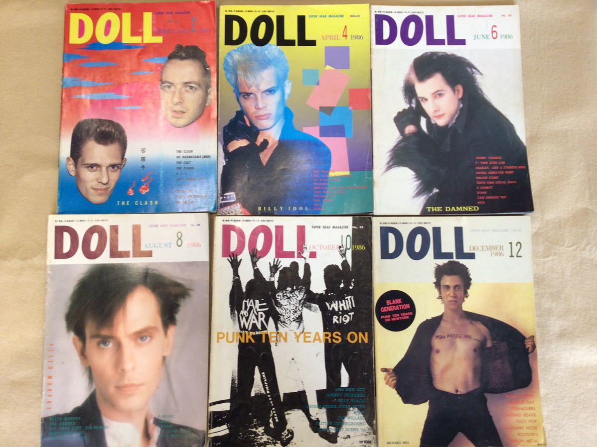やや傷や汚れあり】1986年全6冊 パンク音楽雑誌DOLL magazine 31号〜36