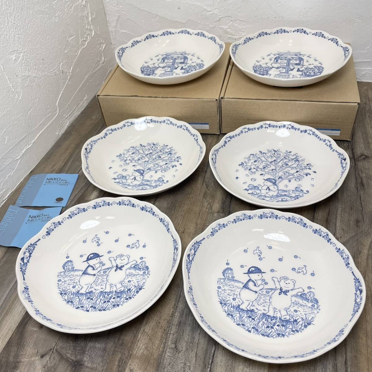 【目立った傷や汚れなし】【N31西】【現状出品】NIKKO TABLEWARE ベア くま ヌードルトレー 6枚 直径20㎝の落札情報詳細