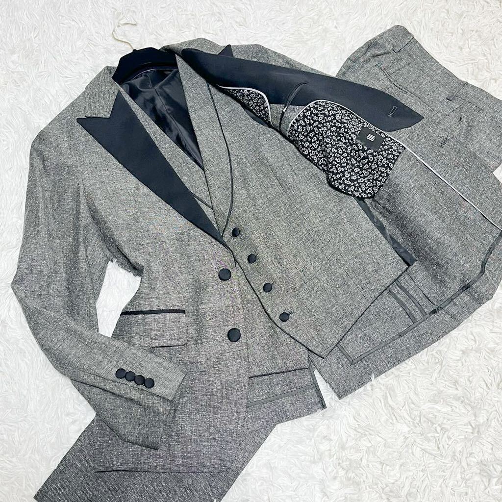 美品 スーツカンパニー セレモニースーツ スリーピース YA7 光沢グレー