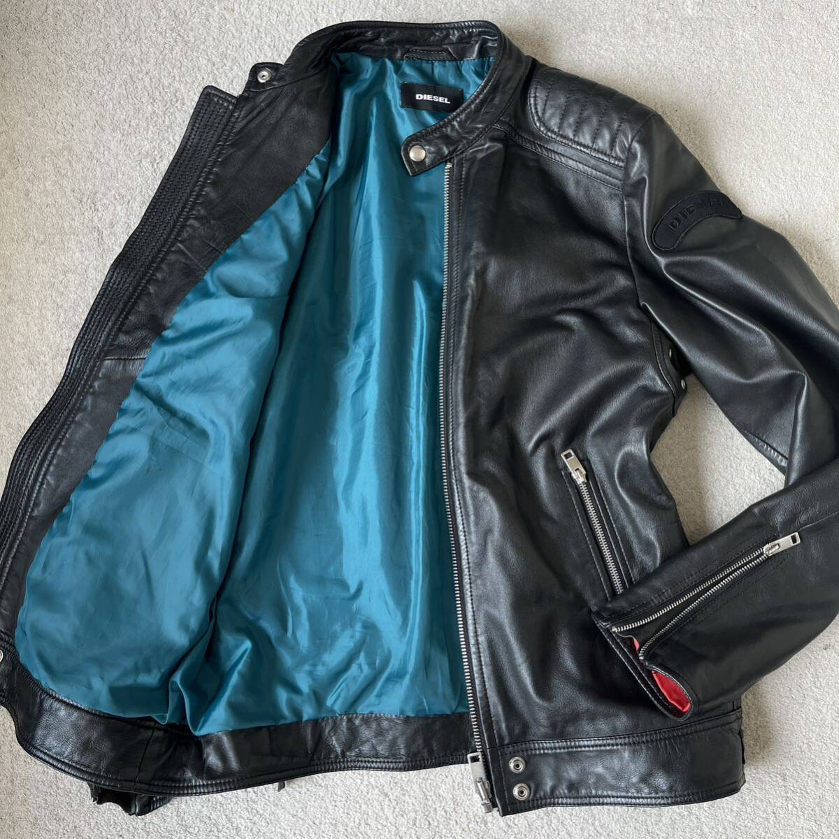 極美品】ディーゼル シングルライダースジャケット ラムレザー