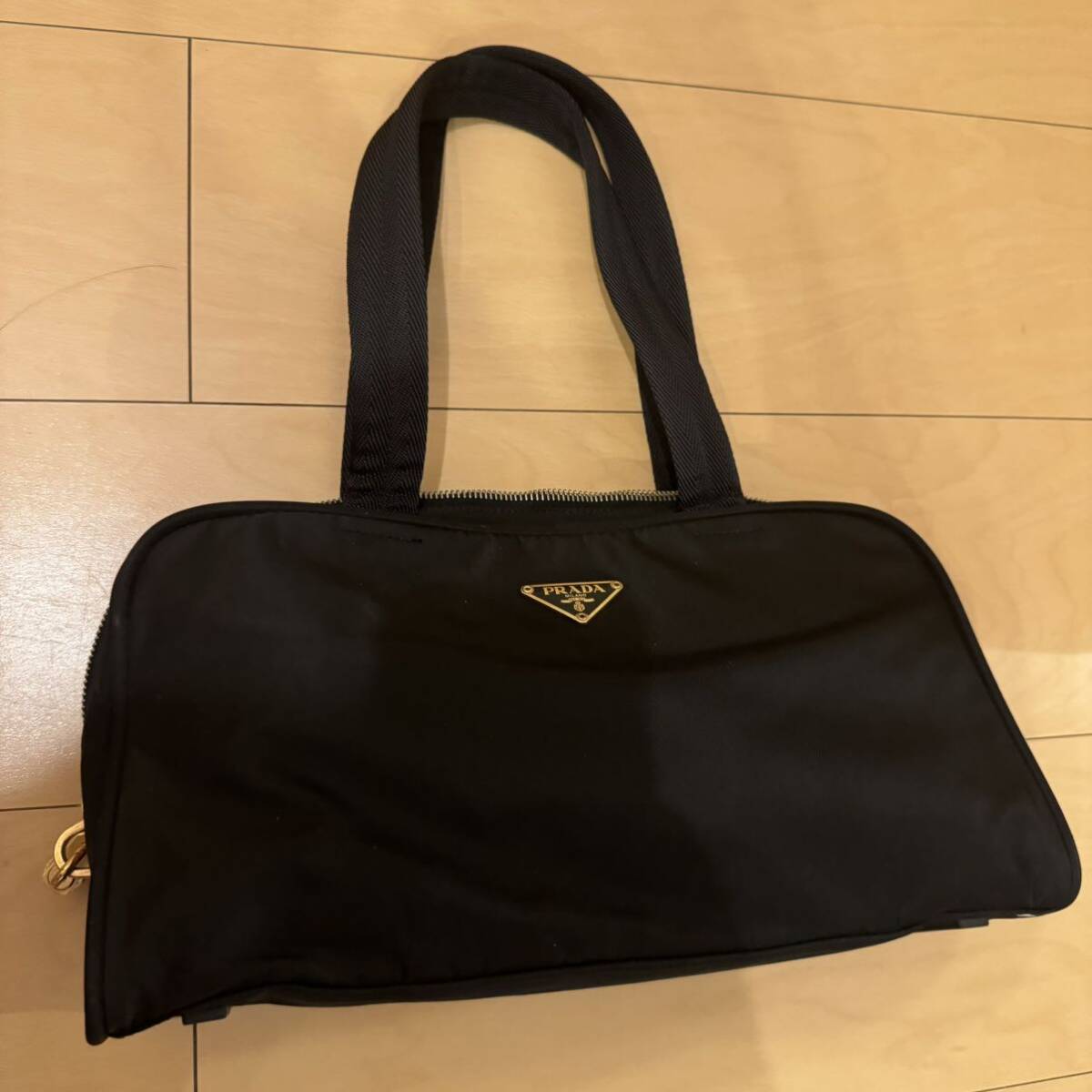 ひまわり【PRADA】 ボストンバッグ 黒 ナイロン PRADA◇ボストンバッグ/ナイロン/BLK