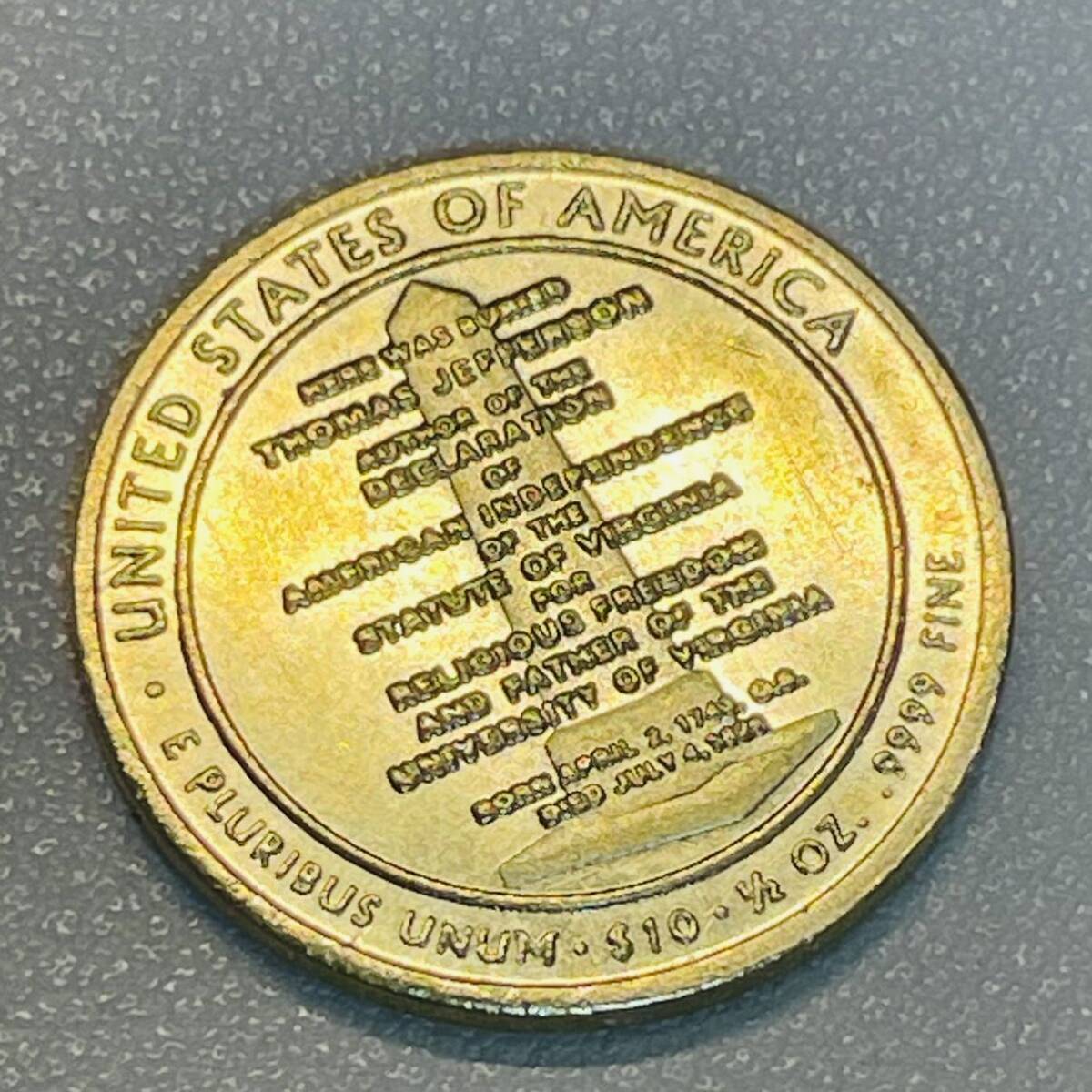 【目立った傷や汚れなし】アメリカ 硬貨 古銭 第3代大統領 2007年 トマス・ジェファソン 記念碑 モンティチェロ リバティ 記念幣