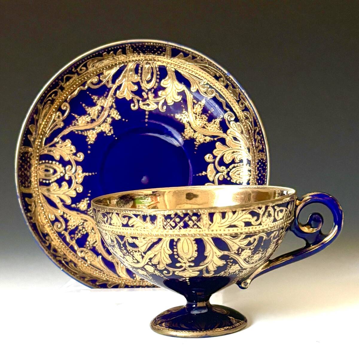 オールドノリタケ 小皿プレート 2点セット 金彩風景図案 Old Noritake