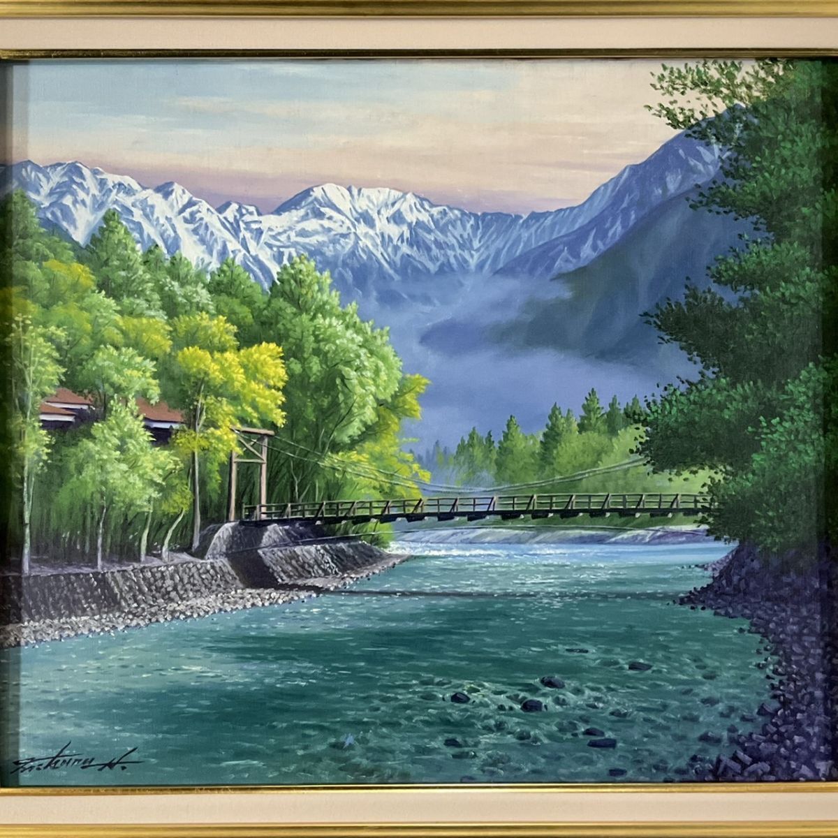 真筆　宮原岳良　セーヌ川　水彩画 真筆 宮原岳良 セーヌ川 水彩画