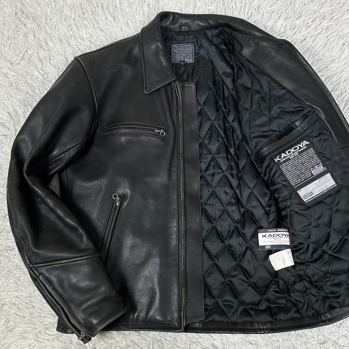 【極美品】カドヤ　WS シングルライダースジャケット　カウレザー　保護パット付き 極美品】カドヤ WS シングルライダースジャケット カウレザー