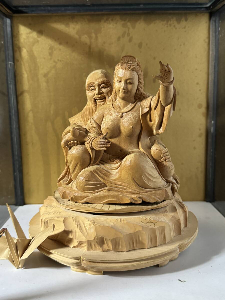 URA]秘仏/木彫秘宝陰陽和合像/8-11-26(検)骨董/弁財天/子宝/春画