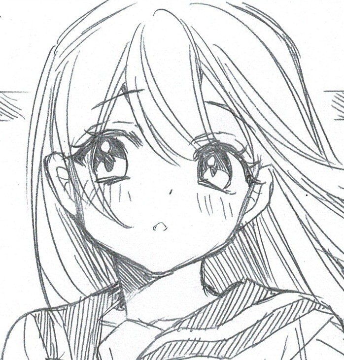 ツヅキエイミ　鉛筆画 女の子 セーラー服 サイン入り ツヅキエイミ 鉛筆画 女の子 セーラー服 サイン入り 手書き