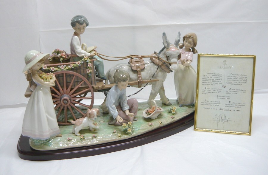 中古】リヤドロ LLADRO 絶版『キティカート』 仔猫たちとお散歩
