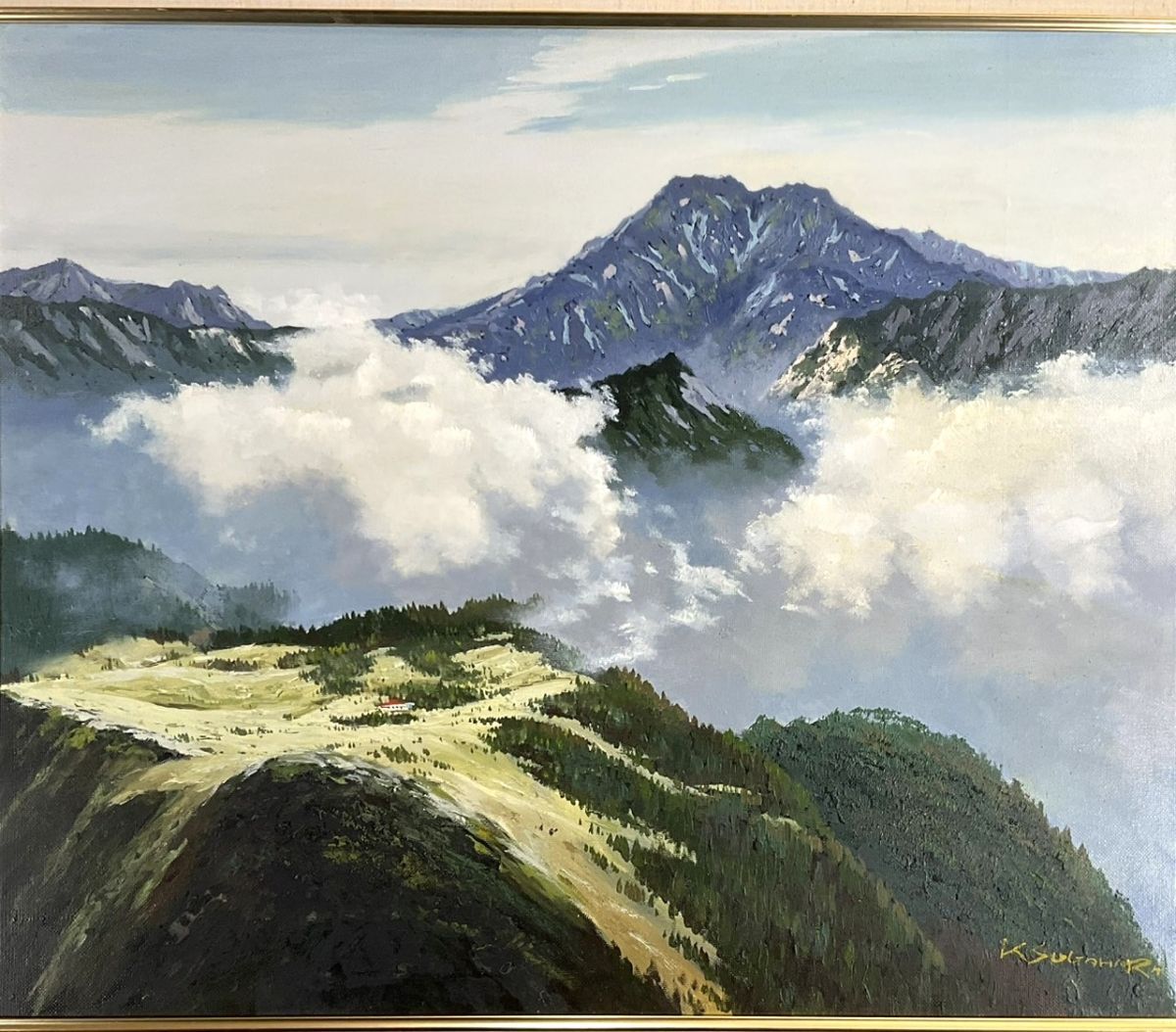 美術品】【GLC】地主悌助「石」油彩6号「石」の画家 師：坂本