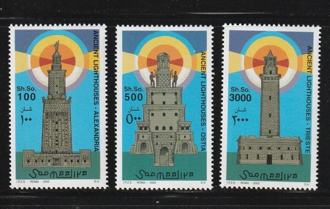 （ソマリア）2002年灯台3種完、YVert &amp; Tellier (France)カタログ評価18ユーロ（海外より発送、説明欄参照）の1番目の画像