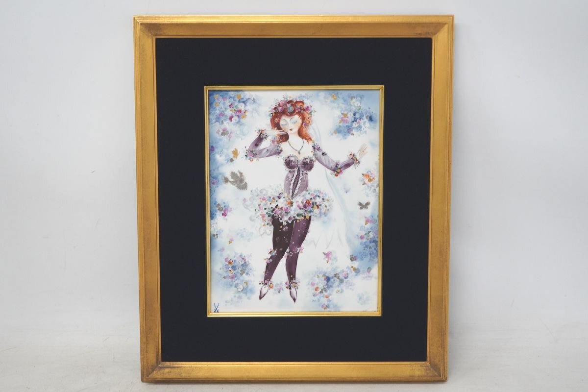 i□ 蔵出真作 Xia Zhen 美人画 油彩 肉筆 サイン 額装 中国美術 i