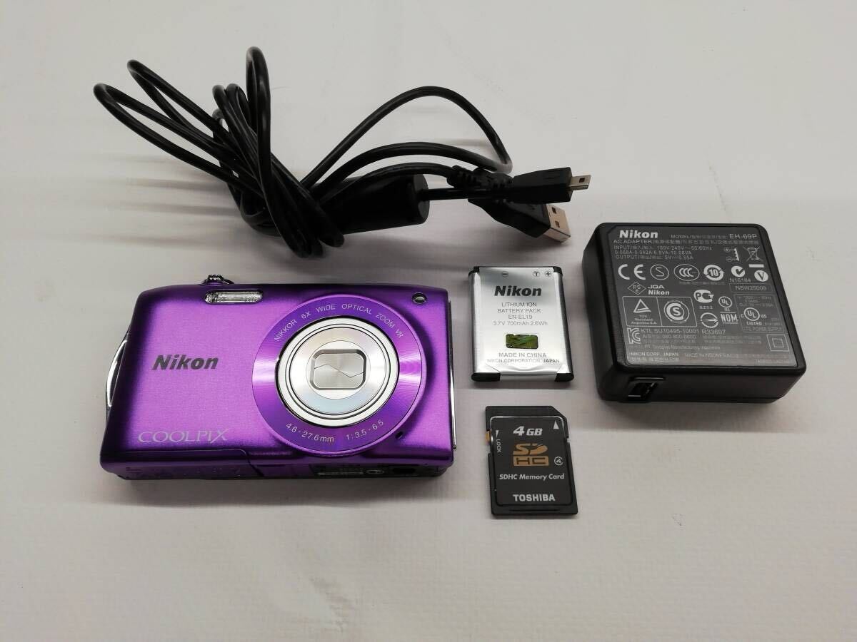 ◎コンパクトデジタルカメラ　Nikon　ニコン　COOLPIX　S3300(ラベンダーパープル)　2012年発売　SDHCメモリーカード付属　53-30の1番目の画像