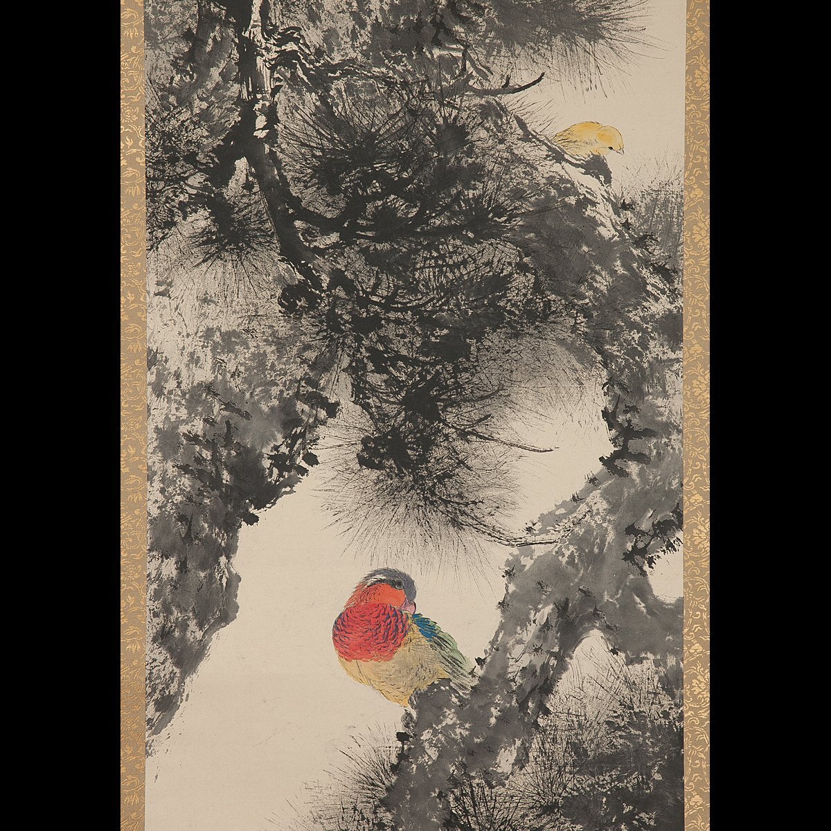 真作】【WISH】今井景樹 「朧月垂枝桜」日本画 掛軸 絹本 共箱 ◇1891