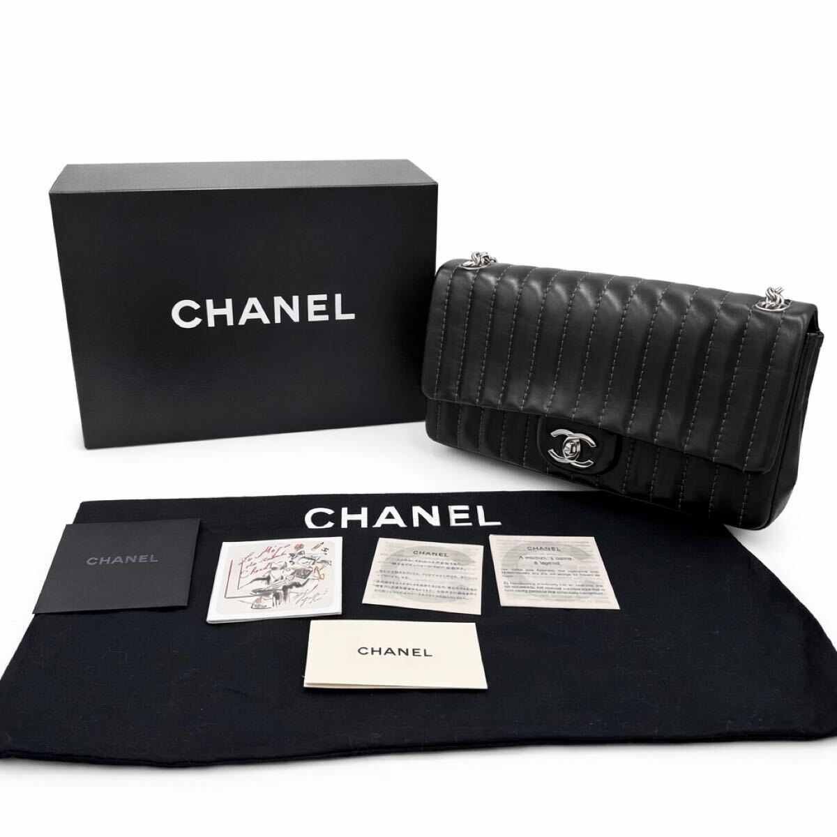 ○美品○CHANEL シャネル○マトラッセ○ラム レザー 本革○ココマーク 