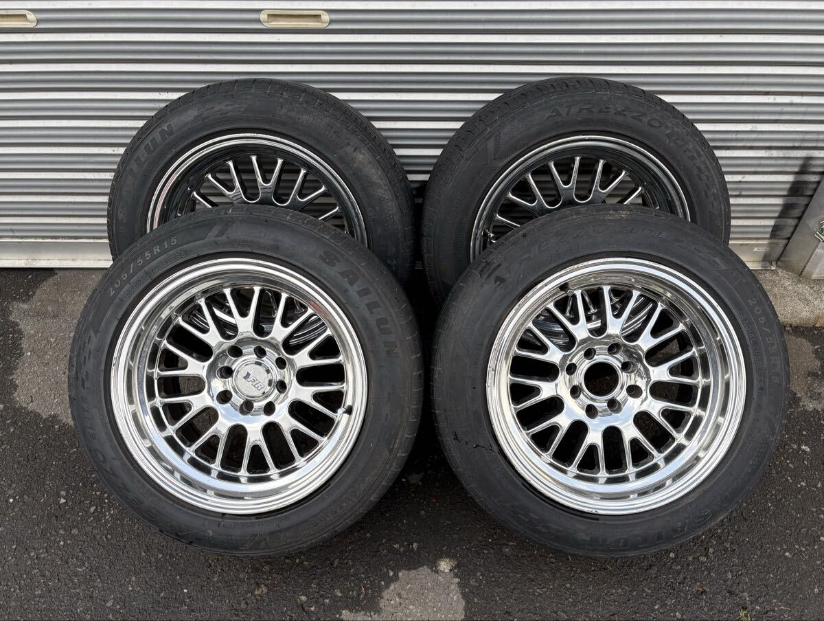 XXR 913 15インチ ホイール 深リム pcd100 4穴 8j 引っ張り！タイヤ