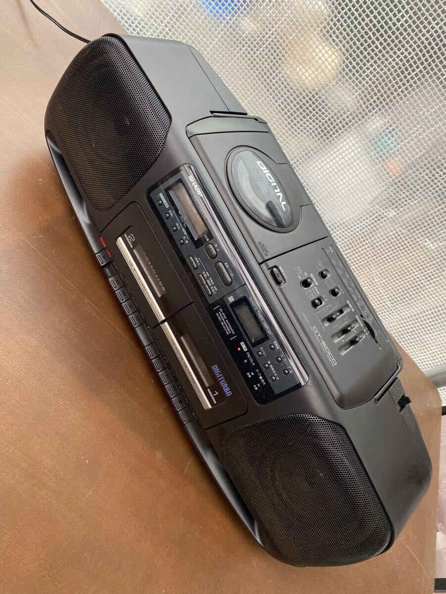SHARP シャープ CDダブルラジカセ QT-50CD-BK DIGITURBO カセット右側