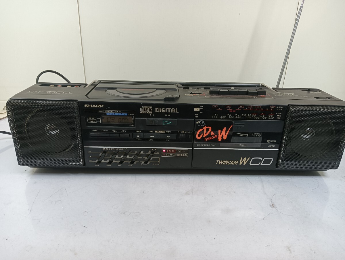 SHARP シャープ QT-83CD CDラジカセ 貴重リモコン付き TWIN CD TWINCAM