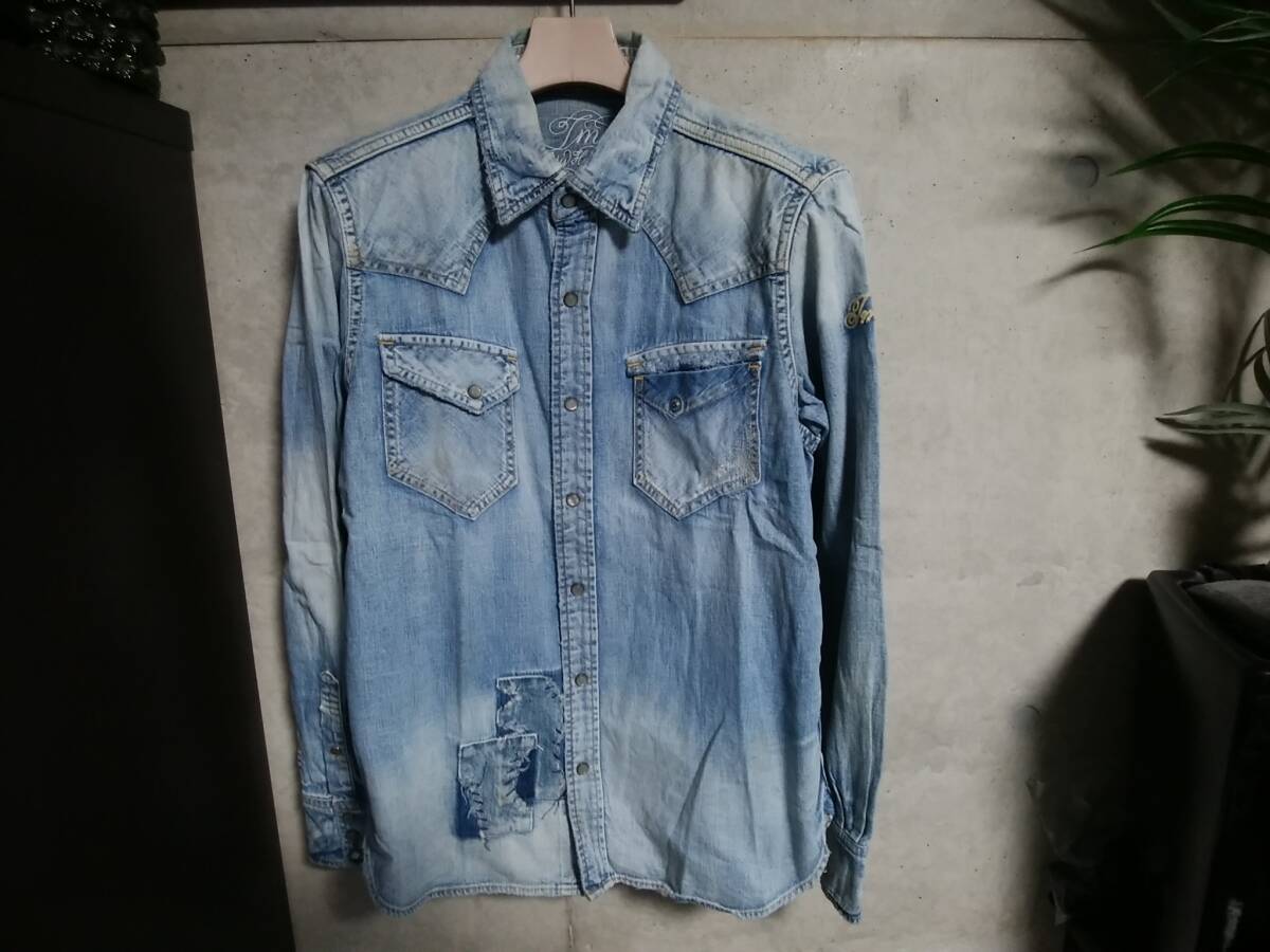 山下智久着 新品 TMT クラッシュ デニムシャツ S 定価3.3万 藤木直人