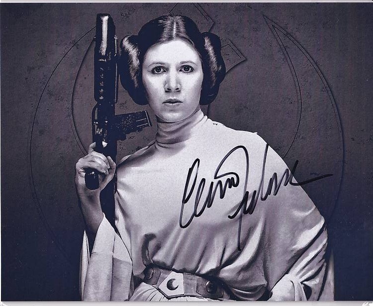 H 2L判 キャリー・フィッシャー Carrie Fisher 直筆サイン写真 証明書