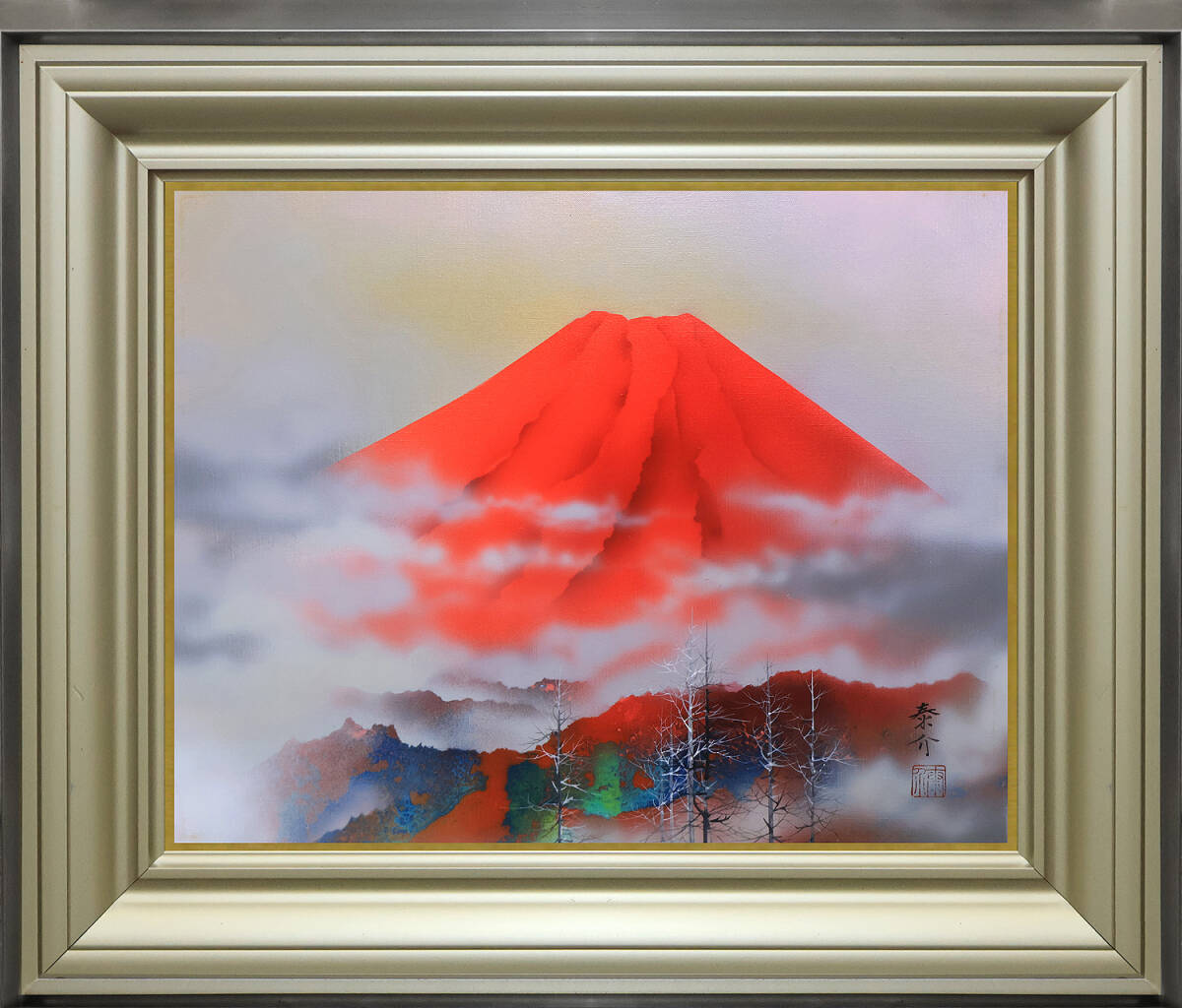 中古】◎山本集《油彩画》肉筆《富士山》10号・極道画家最高傑作品の