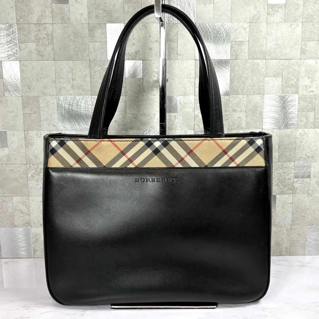 BURBERRY バーバリー ノバチェック トートバッグ レザー 極 美品