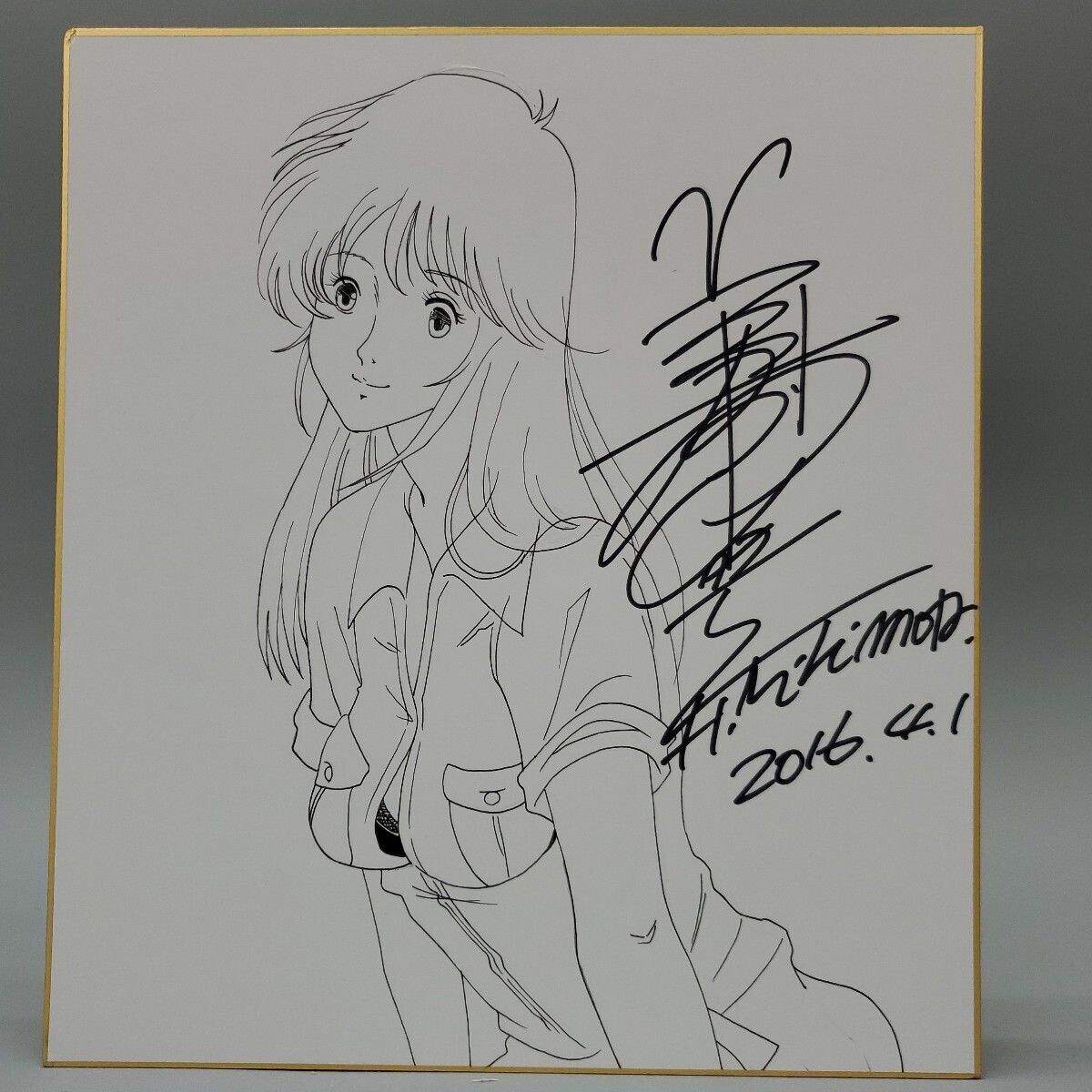 中古】美樹本晴彦 マクロス ミンメイ 直筆イラストサイン色紙の落札