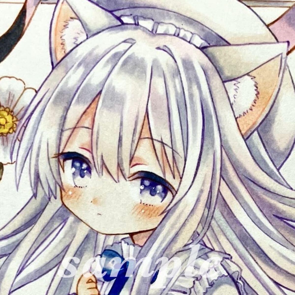 未使用】☆手描きイラストA4☆ バニーガールな女の子① オリジナル